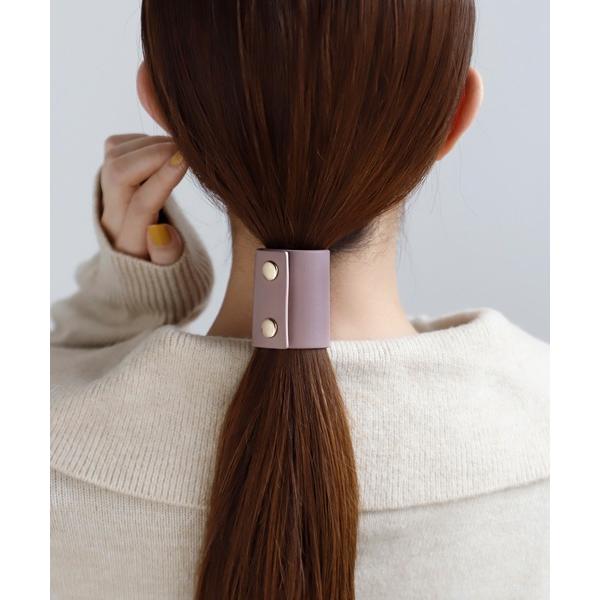 ヘアゴム レザー調タイトポニーフック「ショート」