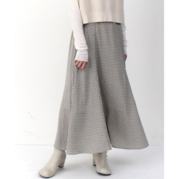 スカート ジョーゼット幾何学柄マキシフレアスカート