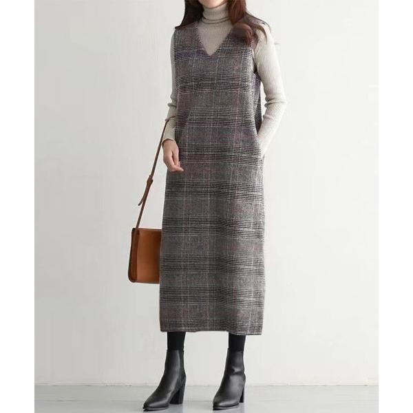 ジャンパースカート チェック柄ジャンパースカート ロング丈