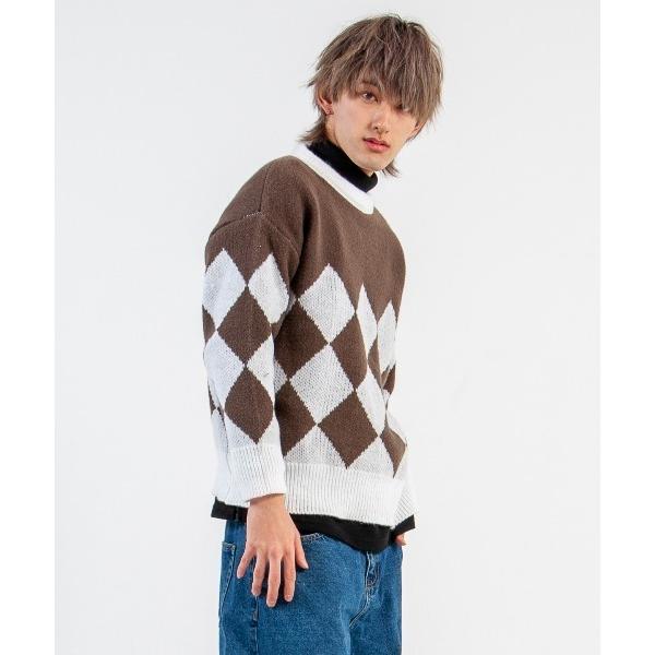 ニット セーター オーバーアーガイルニット レディース メンズ