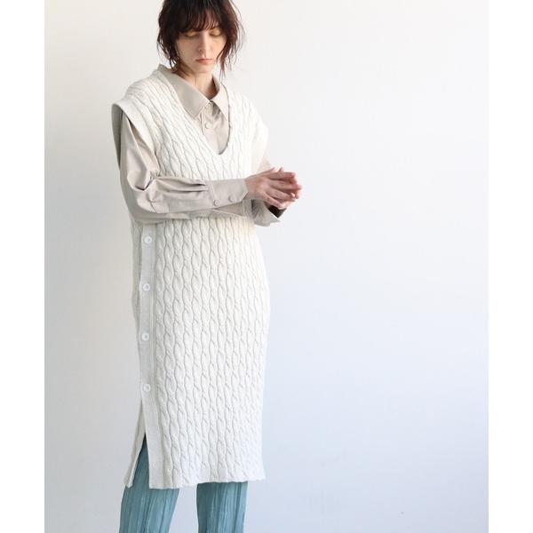 ニット セーター cable long＆leen knit vest(ケーブルニットベスト) レディ...