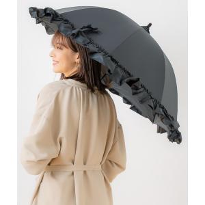 完全遮光 日傘 傘 完全遮光 UVカット100% 日傘 晴雨兼用 ショート傘 リボン付 ビッグフリル レディース