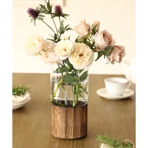 花瓶 レディース BOLD ウッド×ガラス フラワーベース シリンダー