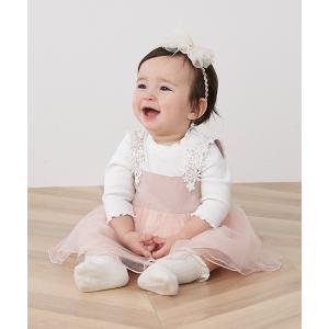 ベビー服 肩レースOPロンパースセット