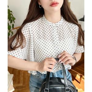 シャツ ブラウス シフォンジョーゼット無地＆ドットプリント