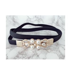 ベルト パールモチーフゴムベルト レディース