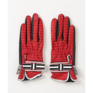 ゴルフ ストライプ両手用グログランリボングローブ レディース アクセサリー 小物 手袋 グローブ ゴルフ ゴルフウェア スポーツウェア レディース