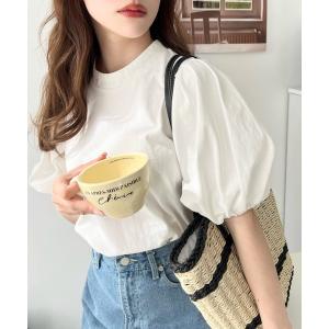 tシャツ Tシャツ 綿100％天竺.スタンドカラーパフスリーブtee