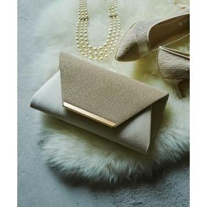 バッグ クラッチバッグ ラメ切り替えパーティークラッチバッグ