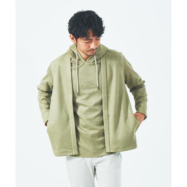 カーディガン 「アンサンブル対応」ネオスエード ボタンレス カーディガン メンズ レディース