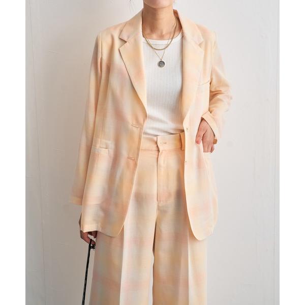 ジャケット テーラードジャケット シアーオンブレーチェックジャケット レディース