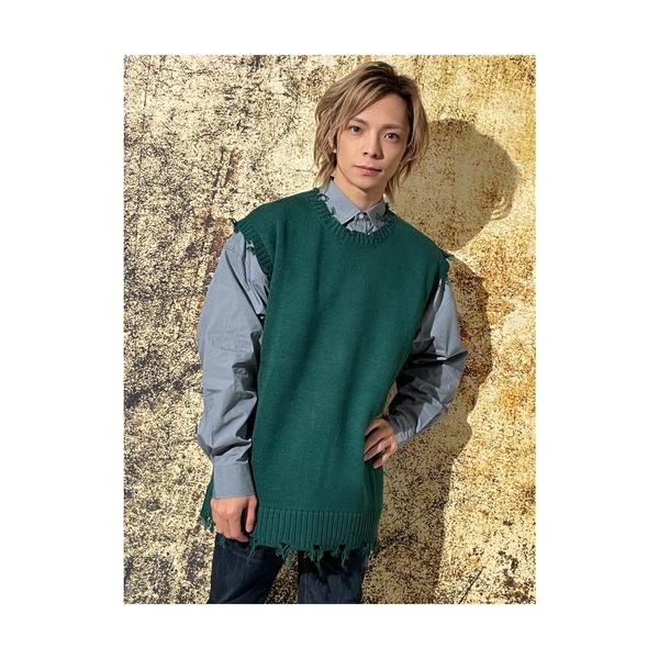 ベスト ジレ 5GGニットダメージベスト(IR) オーバーサイズ メンズ レディース メンズ レディ...