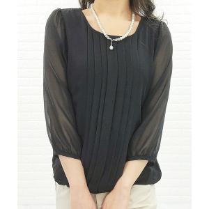 シャツ ブラウス 七分袖 シフォンレースブラウス