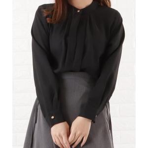 シャツ ブラウス スタンドカラー フロントタックブラウス