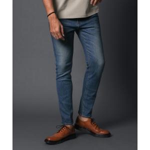 ジーンズ OKAYAMA DENIM：「岡山デニム」ユーズドウォッシュ ストレッチスキニーデニム 5ポケットジーンズ メンズ