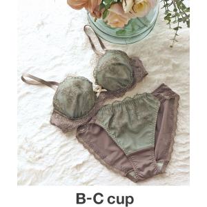 下着女性 上下セット 線画調×エンブロイダリーレース　B-Ccup