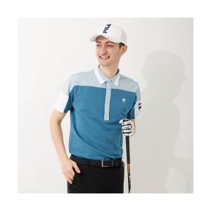 シャツ ブラウス FILA GOLF/フィラゴルフ ボックスロゴ 切替 半袖シャツ/吸汗速乾 UVカット/ゴルフウェア/メンズ