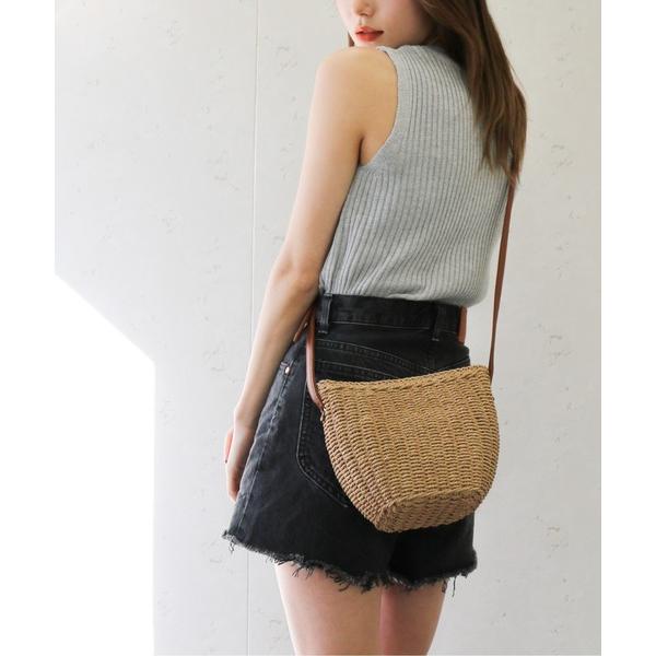 かごバッグ カゴバッグ Per sist ence/パーシエンス　雑材ペーパー ラウンドミニショルダ...