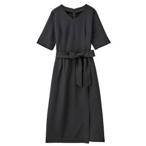 ワンピース ひんやり！洗える麻調ベルト付ワンピース