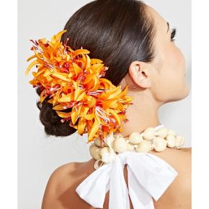 ❤️限定1点❤️ PEACH/ORANGE ❤️フラワーヘアクリップ【Lサイズ】フラ 即納☆ ヘアクリップ オレンジ KS-GD078-3755 ヘアアクセサリー フラ