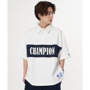 メンズ ポロシャツ 「CHAMPION/チャンピオン」フロッキープリント　ルーズフィット（ビッグシルエット）　ラガーシャツ｜zozo