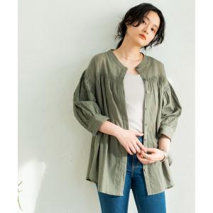 シャツ ブラウス コットン刺繍レース ボリューム袖ブラウス