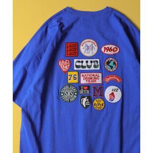 tシャツ WEB限定 ビッグシルエット バック刺繍 ランダムワッペンデザイン クルーネックTシャツ メンズ