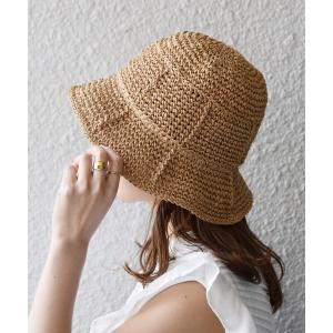 レディース 帽子 ハット SHIPS any: 透かし編み ペーパー バケット ハット