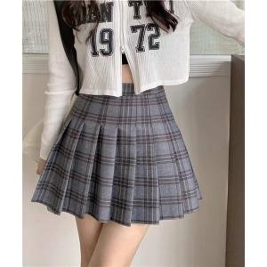 スカート プリーツチェックミニスカート