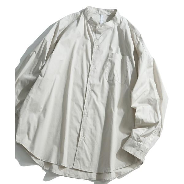 ブラウス シャツ 綿ブロードバンドカラービッグシルエットシャツ(IR) オーバーサイズ メンズ レデ...