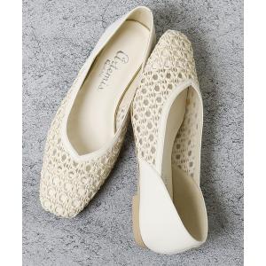 シューズ バレエシューズ スクエアトゥメッシュフラットシューズ