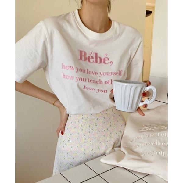 tシャツ 「累計販売枚数1万枚突破」Bebe刺繍カラーロゴＴシャツ レディース