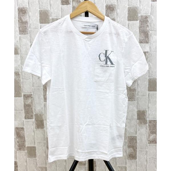 tシャツ Tシャツ メンズ CK ワンポイントロゴポケットクルーネックTシャツ