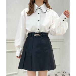 スカート フェイクレザータックスカパン