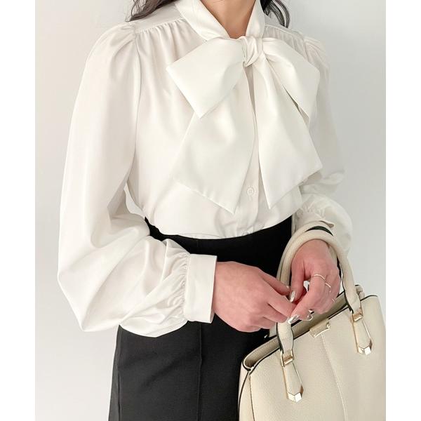 ブラウス シャツ リボンボウタイブラウス レディース
