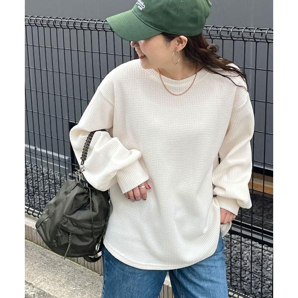 トレーナー スウェット 着回力抜群！ボリューム袖ワッフルプルオーバー レディース