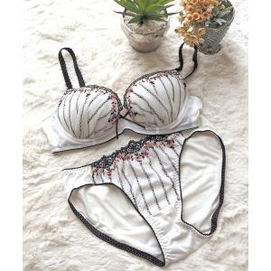 下着女性 上下セット 小鳥モチーフ×レース