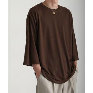 tシャツ Tシャツ ドレープ 7分袖ルーズカットソー/無地　7分袖Tシャツ