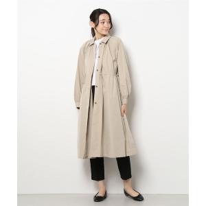 ステンカラーコート コート 撥水タフタ　ギャザーコート レディース