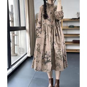 marai（マーライ） ワンピース アート柄 総柄長袖フレアワンピース