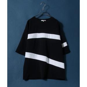tシャツ Amunzen Color Switching Design Oversize T-shirt/梨地 切り替え オーバーサイズ Tシャツ メ