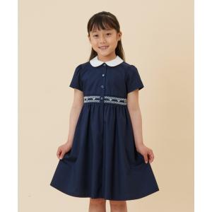 ワンピース キッズ 「KIDS」 スモッキング刺しゅうワンピース (100〜130cm)の商品画像