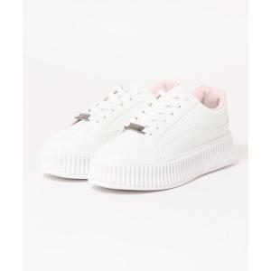 スニーカー コート風厚底レースアップスニーカー レディース