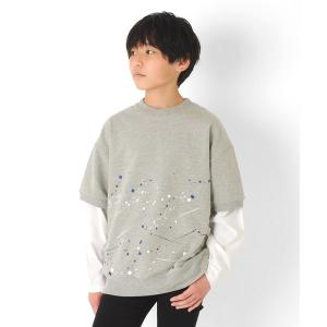 トレーナー ストレッチミニ裏毛・ペイントプリント半袖トレーナー「セットアップ対応」 キッズ 子供服 男の子