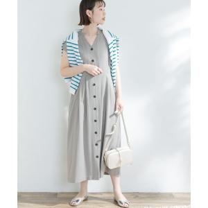 ワンピース F by ROSSO　リネンライクウエスト切替ワンピース