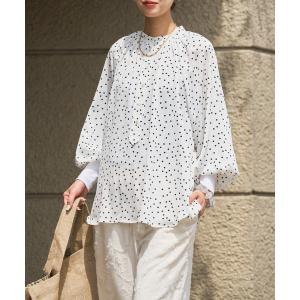 マルチサイズ ブラウス シャツ ドットブラウス レディース