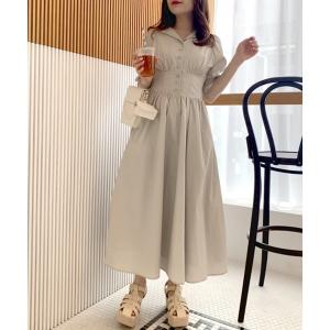 ワンピース 【新色追加】開襟ワンピース