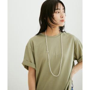 ネックレス メタルパールロングネックレス