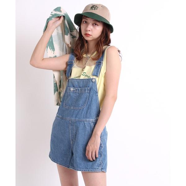 パンツ O0675 ウェーブシームハーフオーバーオール レディース