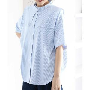 ブラウス シャツ 2WAYビッグカラー付チュニックシャツ レディース